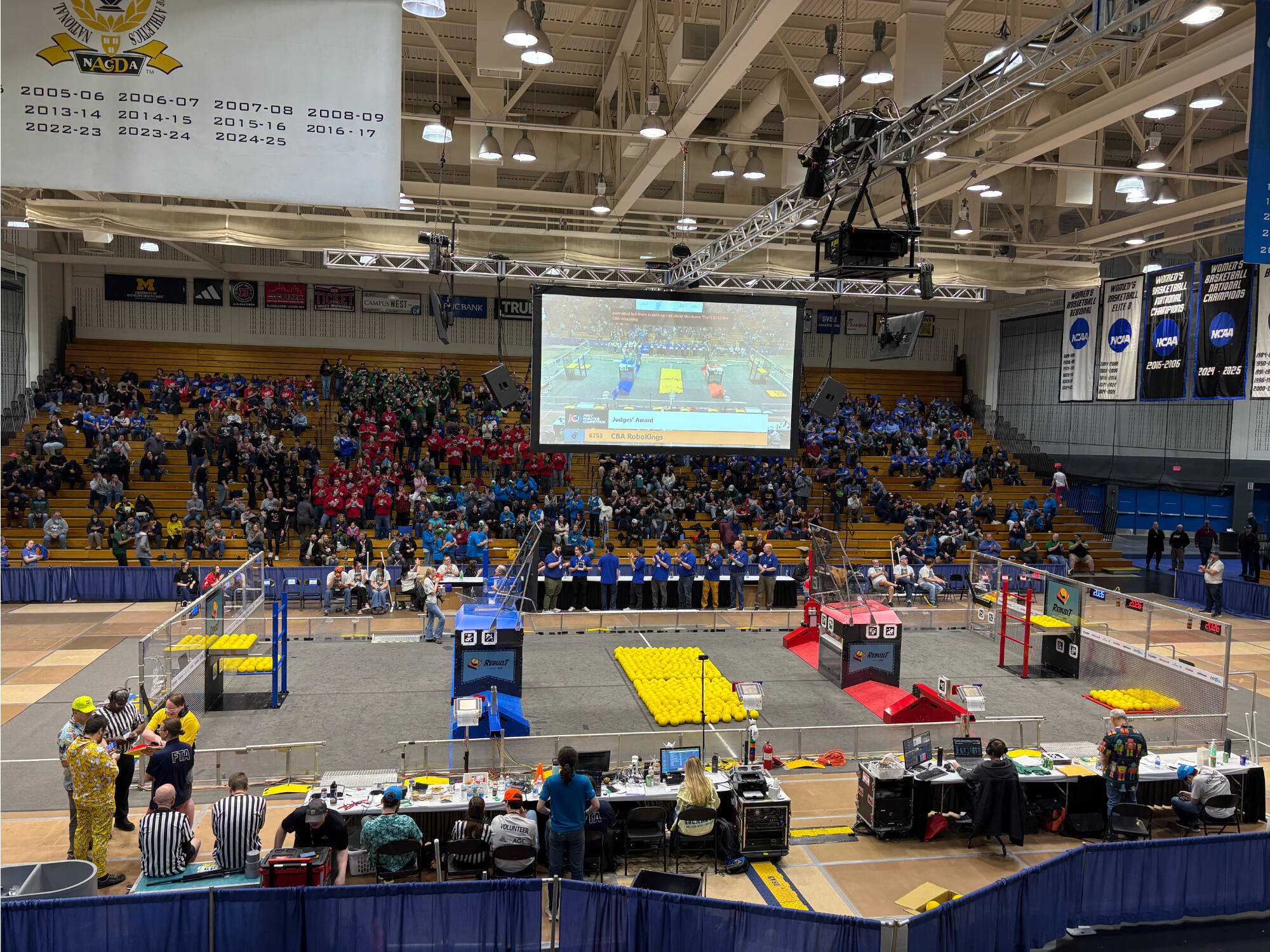 Teams prepare to compete at the 2026 FIM West Michigan District Event at the GVSU Fieldhouse